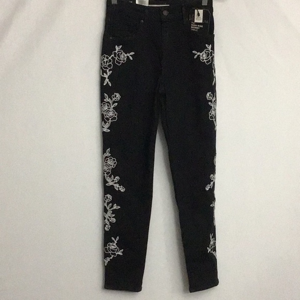 Levi's® Premium 721 HIGH RISE EMBROIDERED ANKLE SKINNY WOMEN'S JEANS Sz 26 Black